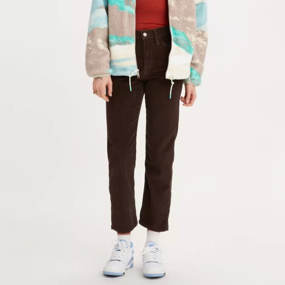 Levi's Premium Wedgie Straight Fit Corduroy Pants Hot Fudge Brown Size 27 - Picture 10 of 10